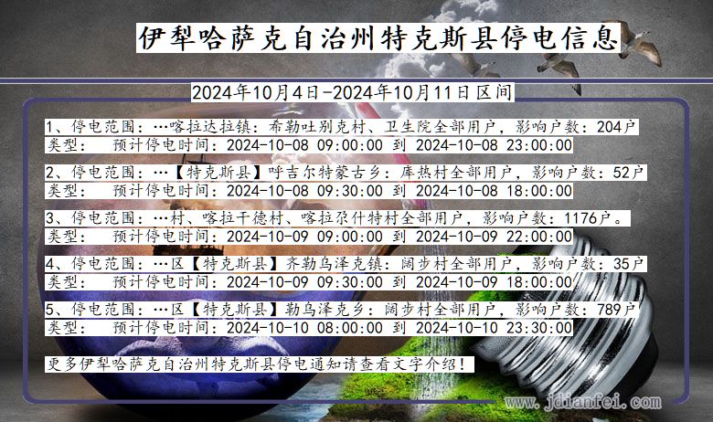 伊犁哈萨克自治州特克斯停电通知 新疆维吾尔自治区伊犁哈萨克自治州特克斯停电通知