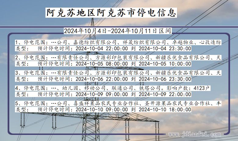阿克苏地区阿克苏停电通知 新疆维吾尔自治区阿克苏地区阿克苏停电通知