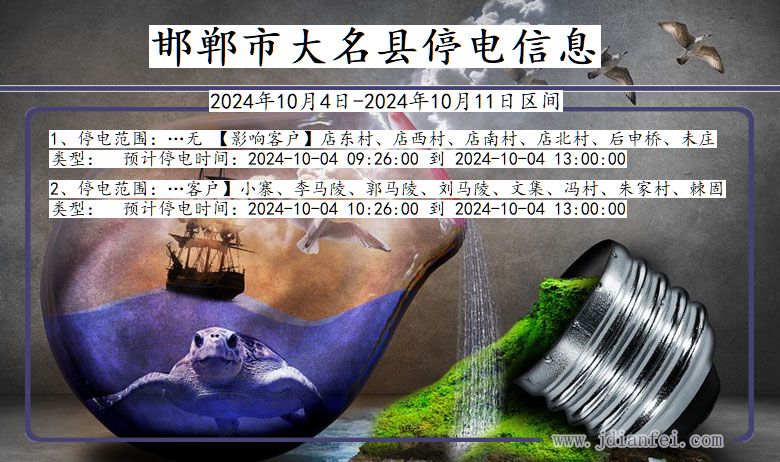 邯郸大名停电通知 河北省邯郸大名停电通知