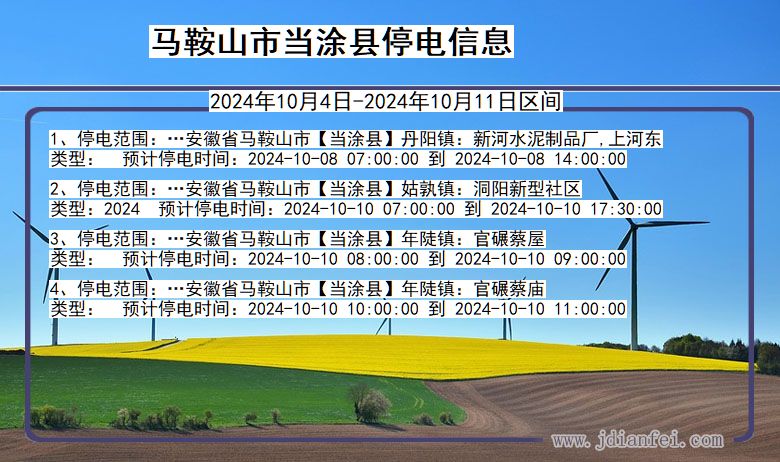 马鞍山当涂停电通知 安徽省马鞍山当涂停电通知