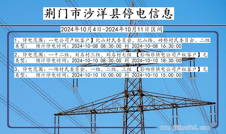 荆门沙洋停电通知 湖北省荆门沙洋停电通知