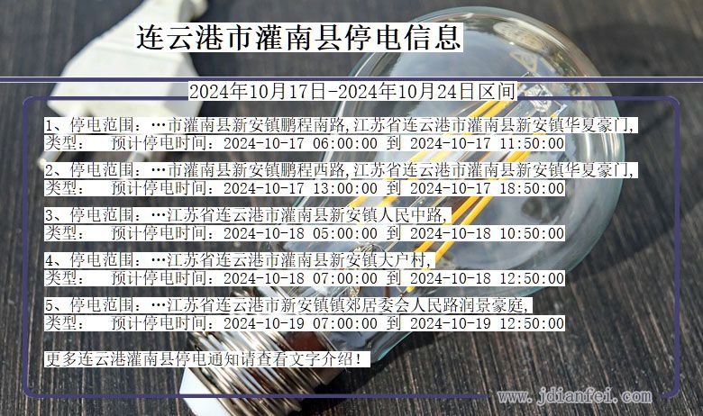 江苏省连云港灌南停电通知