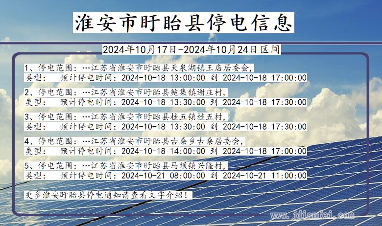 淮安盱眙停电通知 江苏省淮安盱眙停电通知