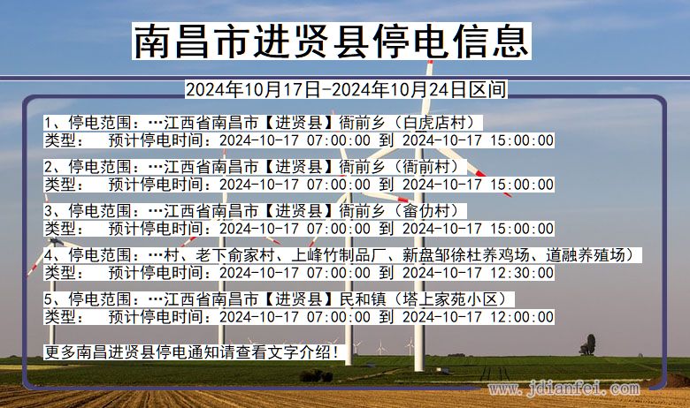 南昌进贤停电通知 江西省南昌进贤停电通知