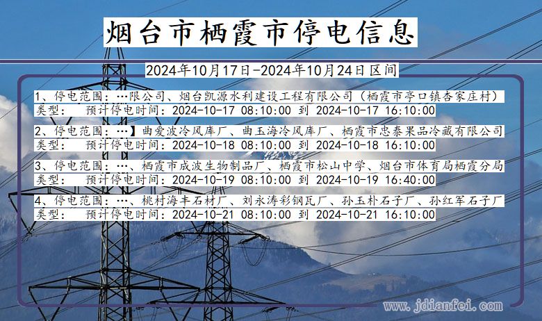 烟台栖霞停电通知 山东省烟台栖霞停电通知