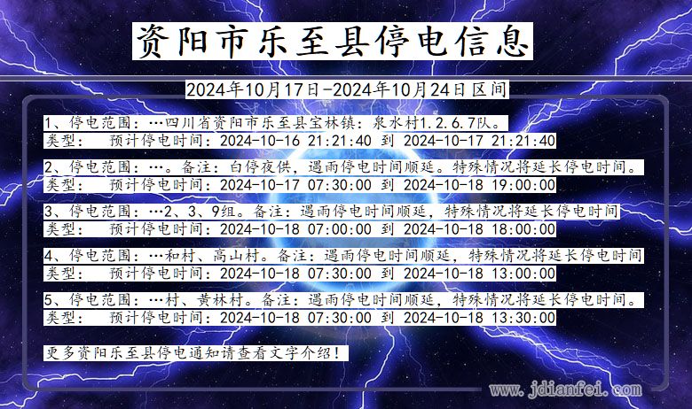 四川省资阳乐至停电通知