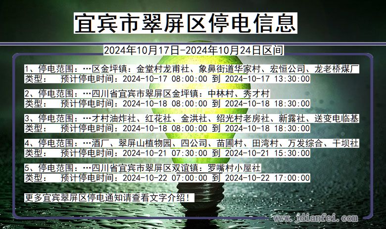 四川省宜宾翠屏停电通知
