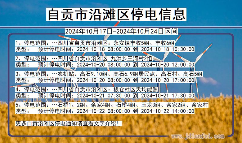 四川省自贡沿滩停电通知