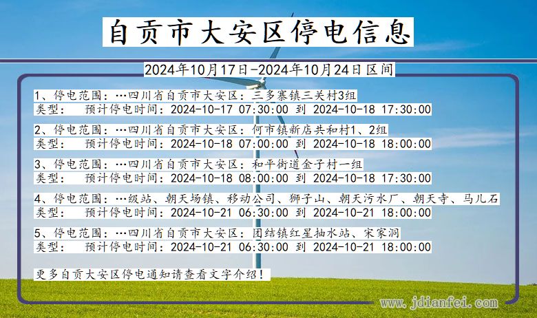 四川省自贡大安停电通知