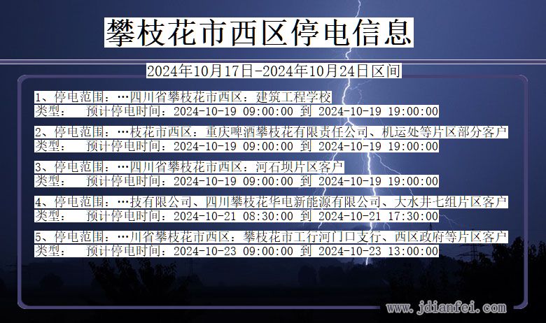 攀枝花西区停电通知 四川省攀枝花西区停电通知