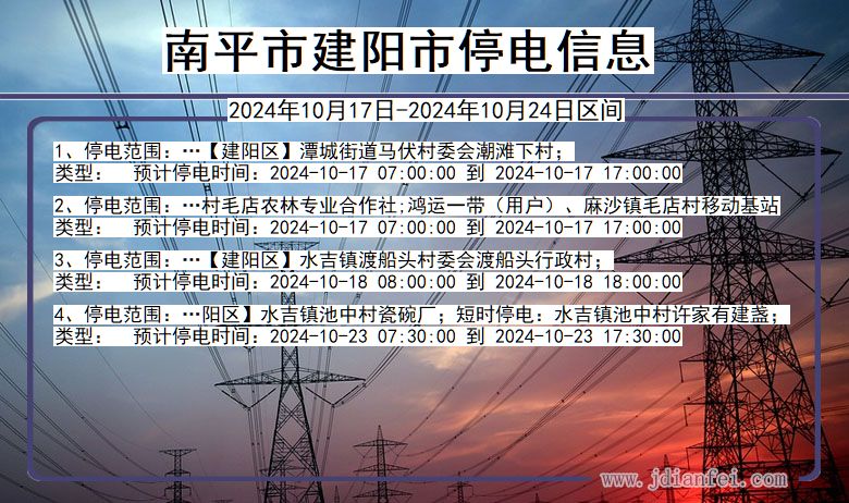 南平建阳停电通知 福建省南平建阳停电通知