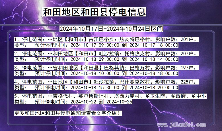 和田地区和田停电通知 新疆维吾尔自治区和田地区和田停电通知