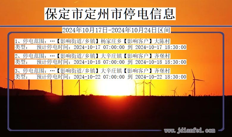 保定定州停电通知 河北省保定定州停电通知