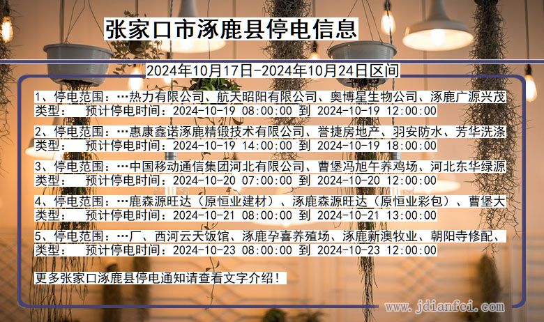 张家口涿鹿停电通知 河北省张家口涿鹿停电通知