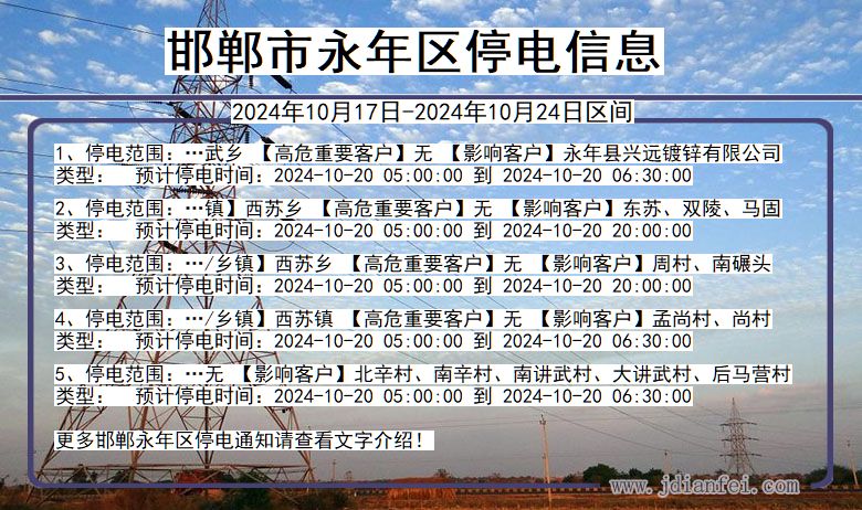 邯郸永年停电通知 河北省邯郸永年停电通知