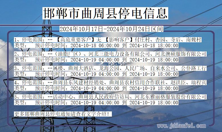 邯郸曲周停电通知 河北省邯郸曲周停电通知
