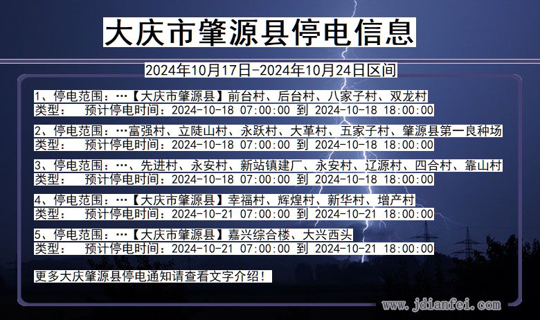 大庆肇源停电通知 黑龙江省大庆肇源停电通知