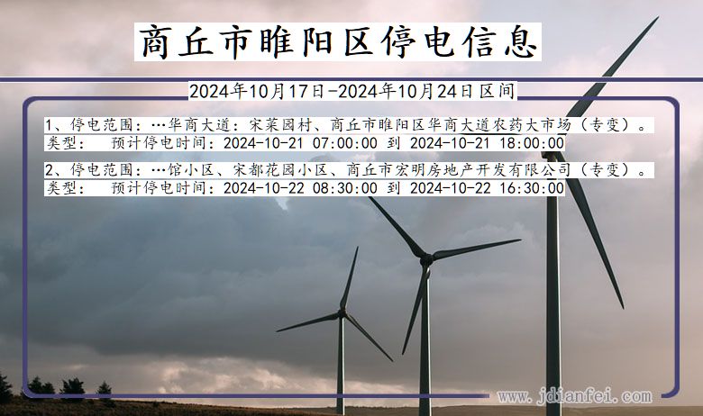 河南省商丘睢阳停电通知