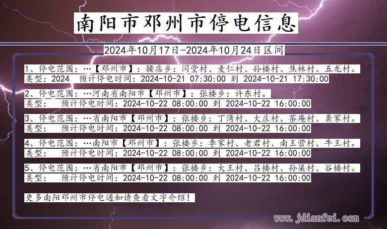 南阳邓州停电通知 河南省南阳邓州停电通知