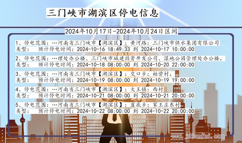 三门峡湖滨停电通知 河南省三门峡湖滨停电通知