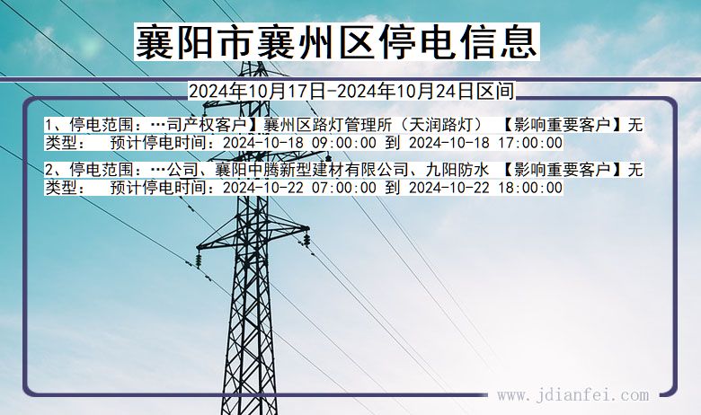襄阳襄州停电通知 湖北省襄阳襄州停电通知
