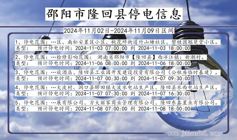 邵阳隆回停电通知 湖南省邵阳隆回停电通知