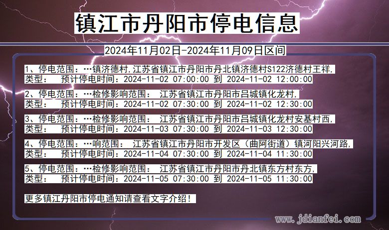 镇江丹阳停电通知 江苏省镇江丹阳停电通知