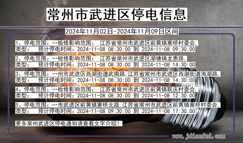 江苏省常州武进停电通知