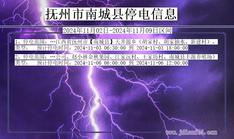 抚州南城停电通知 江西省抚州南城停电通知