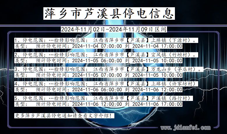 萍乡芦溪停电通知 江西省萍乡芦溪停电通知