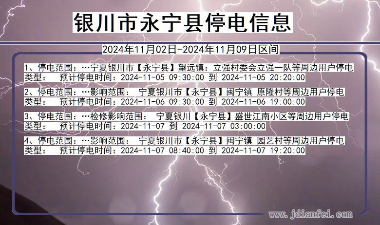 银川永宁停电通知 宁夏回族自治区银川永宁停电通知