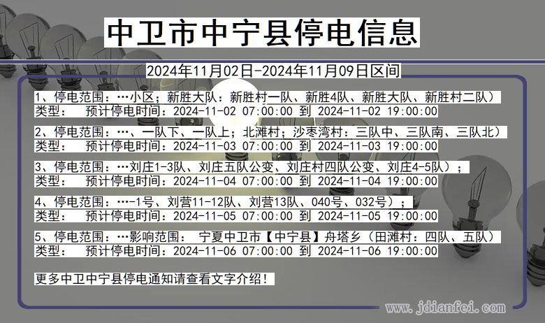 中卫中宁停电通知 宁夏回族自治区中卫中宁停电通知