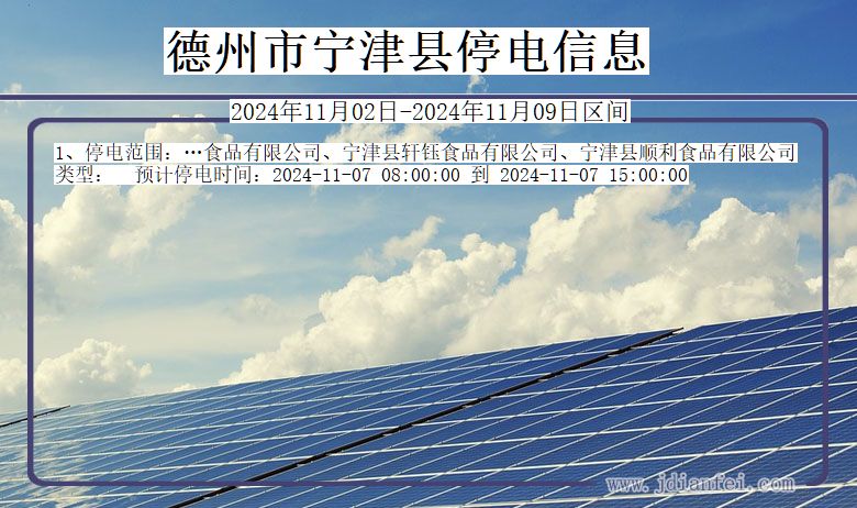 山东省德州宁津停电通知