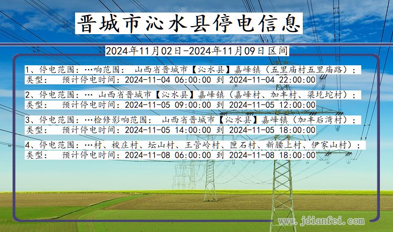 晋城沁水停电通知 山西省晋城沁水停电通知