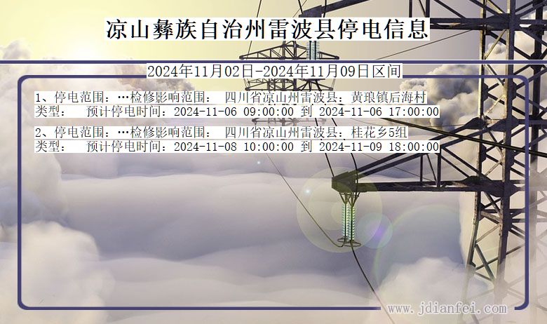 凉山彝族自治州雷波停电通知 四川省凉山彝族自治州雷波停电通知