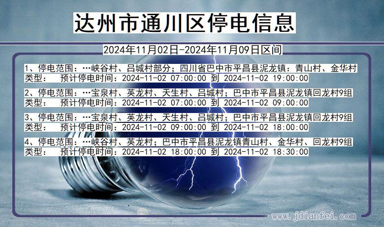达州通川停电通知 四川省达州通川停电通知