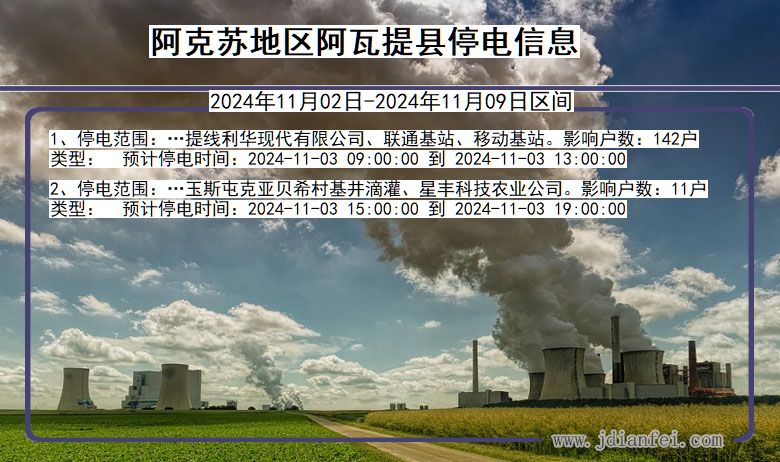 新疆维吾尔自治区阿克苏地区阿瓦提停电通知
