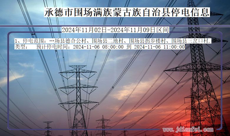 河北省承德围场满族蒙古族自治停电通知
