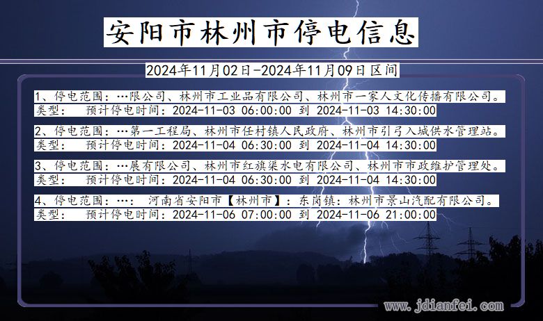 河南省安阳林州停电通知