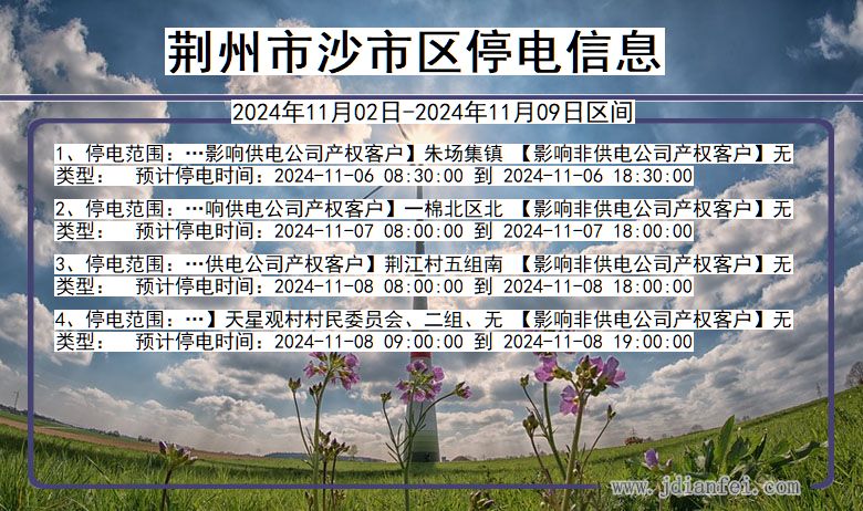 湖北省荆州沙市停电通知