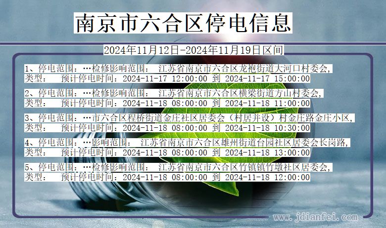 南京六合停电通知 江苏省南京六合停电通知