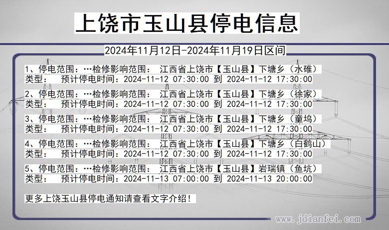 江西省上饶玉山停电通知