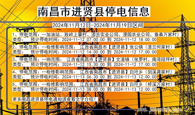 南昌进贤停电通知 江西省南昌进贤停电通知