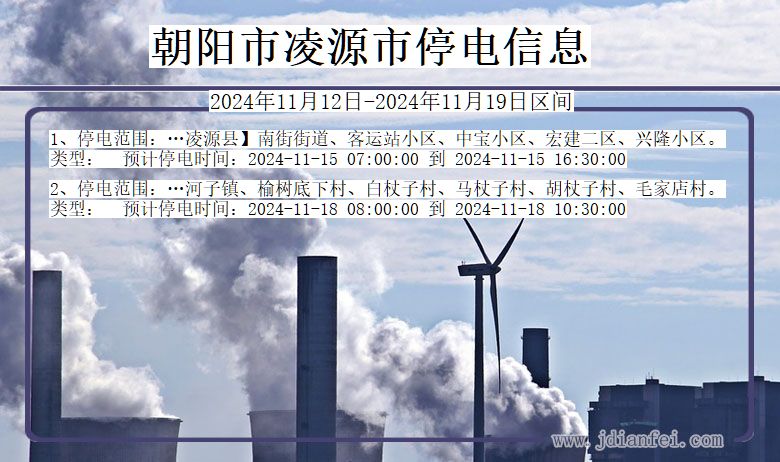 朝阳凌源停电通知 辽宁省朝阳凌源停电通知