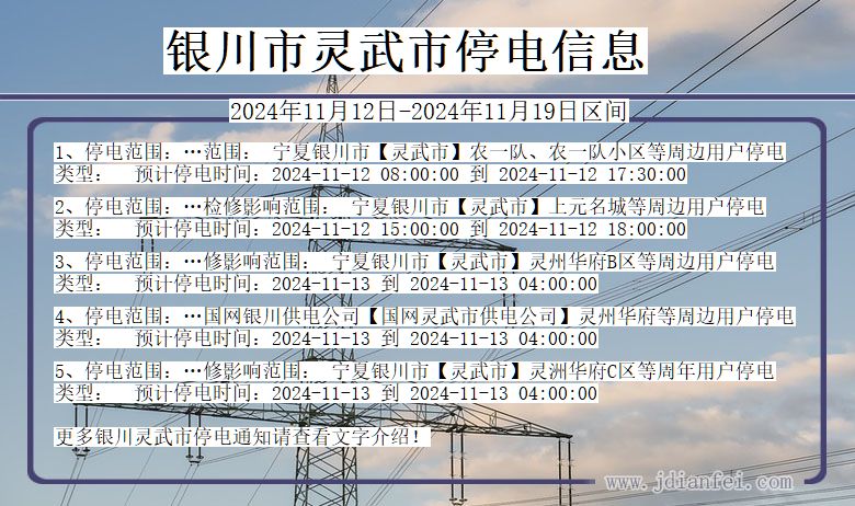 银川灵武停电通知 宁夏回族自治区银川灵武停电通知