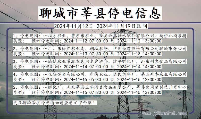 聊城莘县停电通知 山东省聊城莘县停电通知