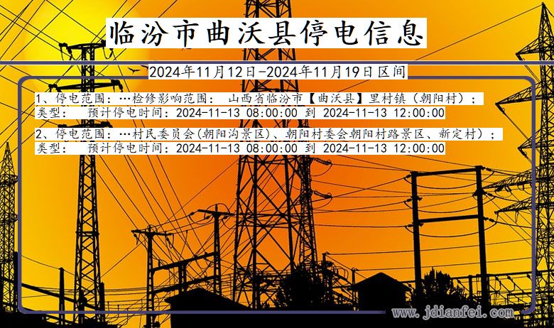 临汾曲沃停电通知 山西省临汾曲沃停电通知