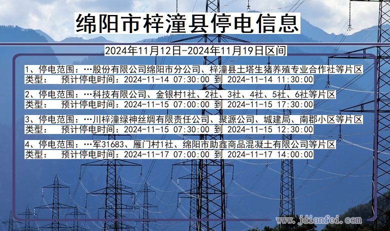 绵阳梓潼停电通知 四川省绵阳梓潼停电通知