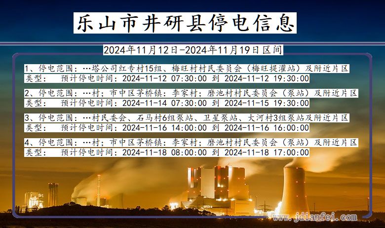 乐山井研停电通知 四川省乐山井研停电通知