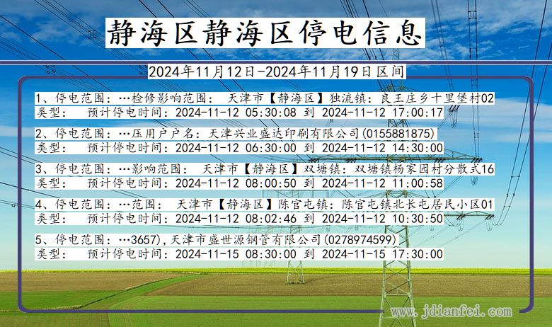 静海区静海停电通知 天津市静海区静海停电通知